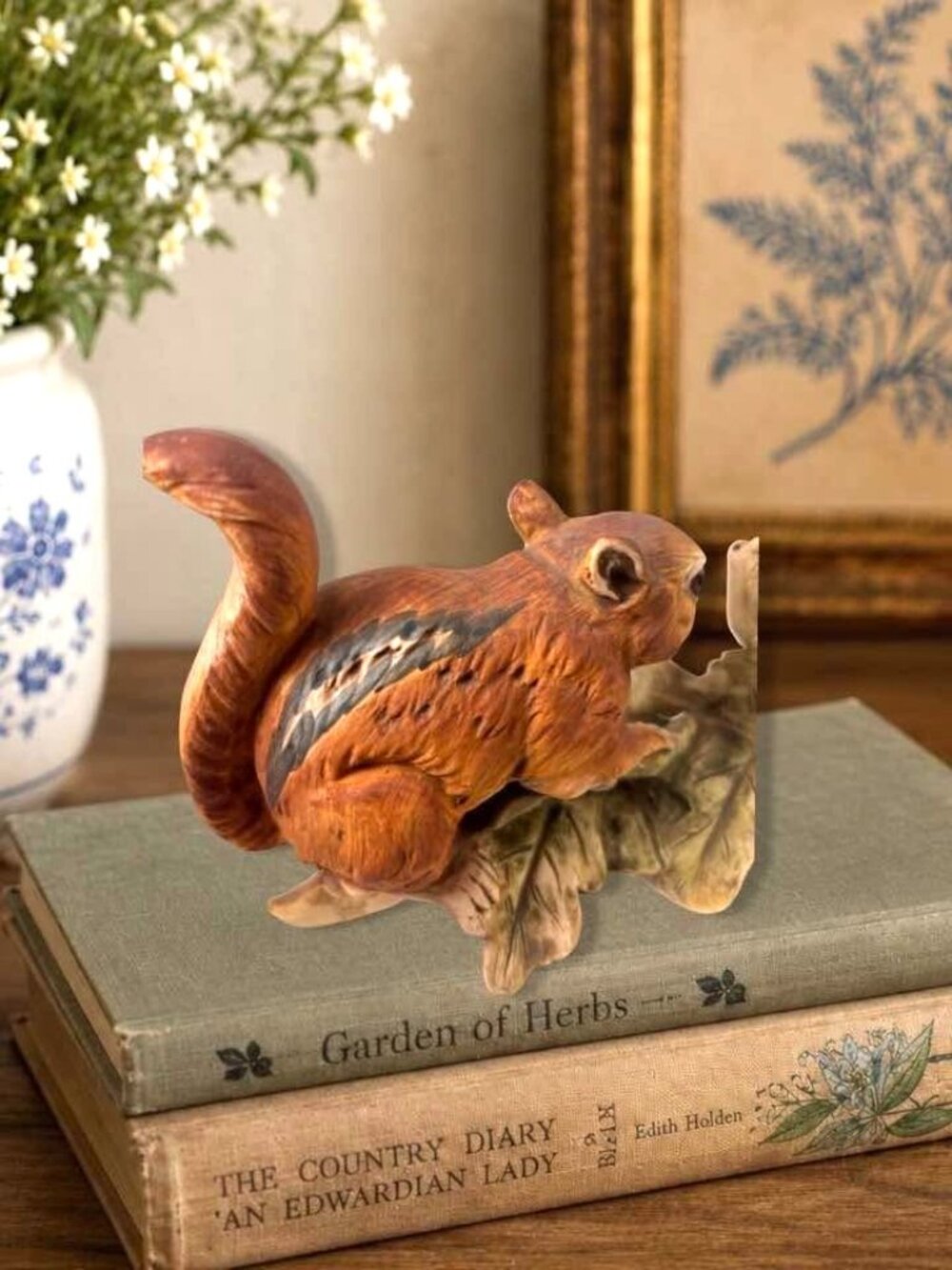Vintage Ceramic Chipmunk Figurine With Snail On Leaf Base - Woodland Wildlife De - Picture 7 of 8